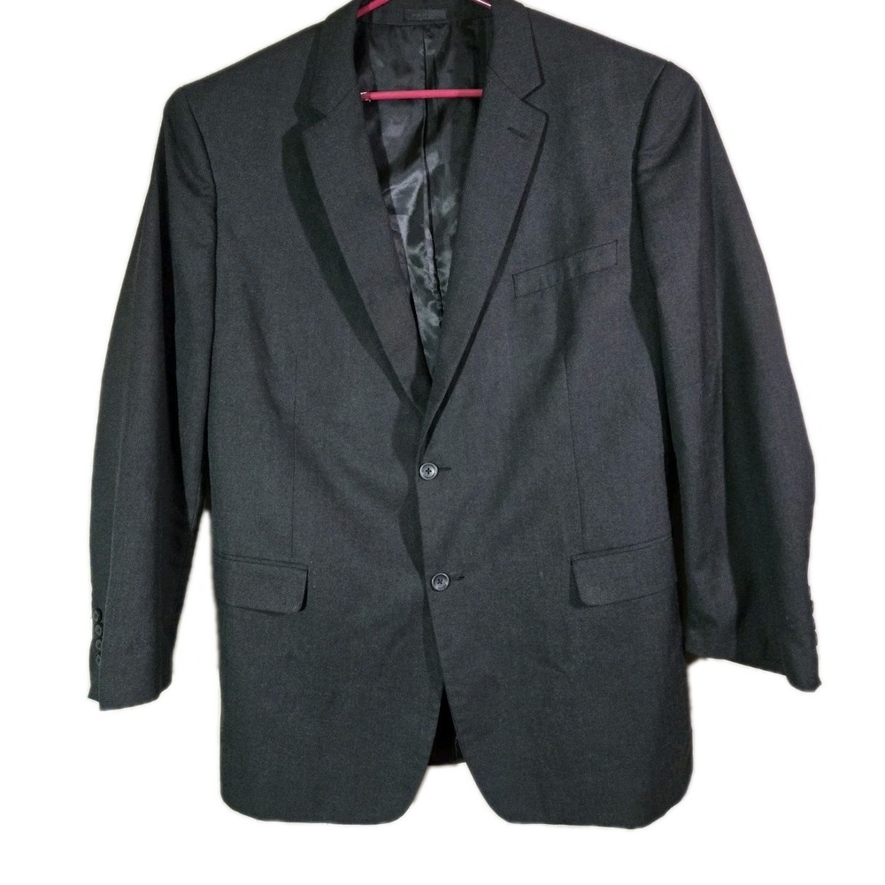 Andrew Fezza Mens Blazer Suit Jacket 50L Black Big Tall Two Button